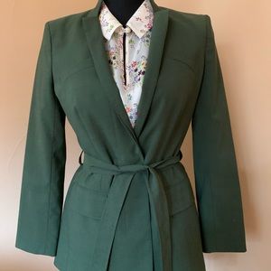 Brooks Brothers, belted, olive green jacket